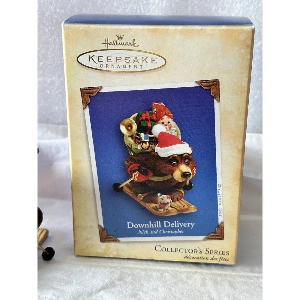 Hallmark KEEPSAKE Ornament #1 Downhill Delivery‎ Nick & Christopher 2004